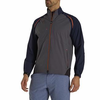 Men's Footjoy Select LS Rain Jacket Black/Navy/Orange NZ-508287
